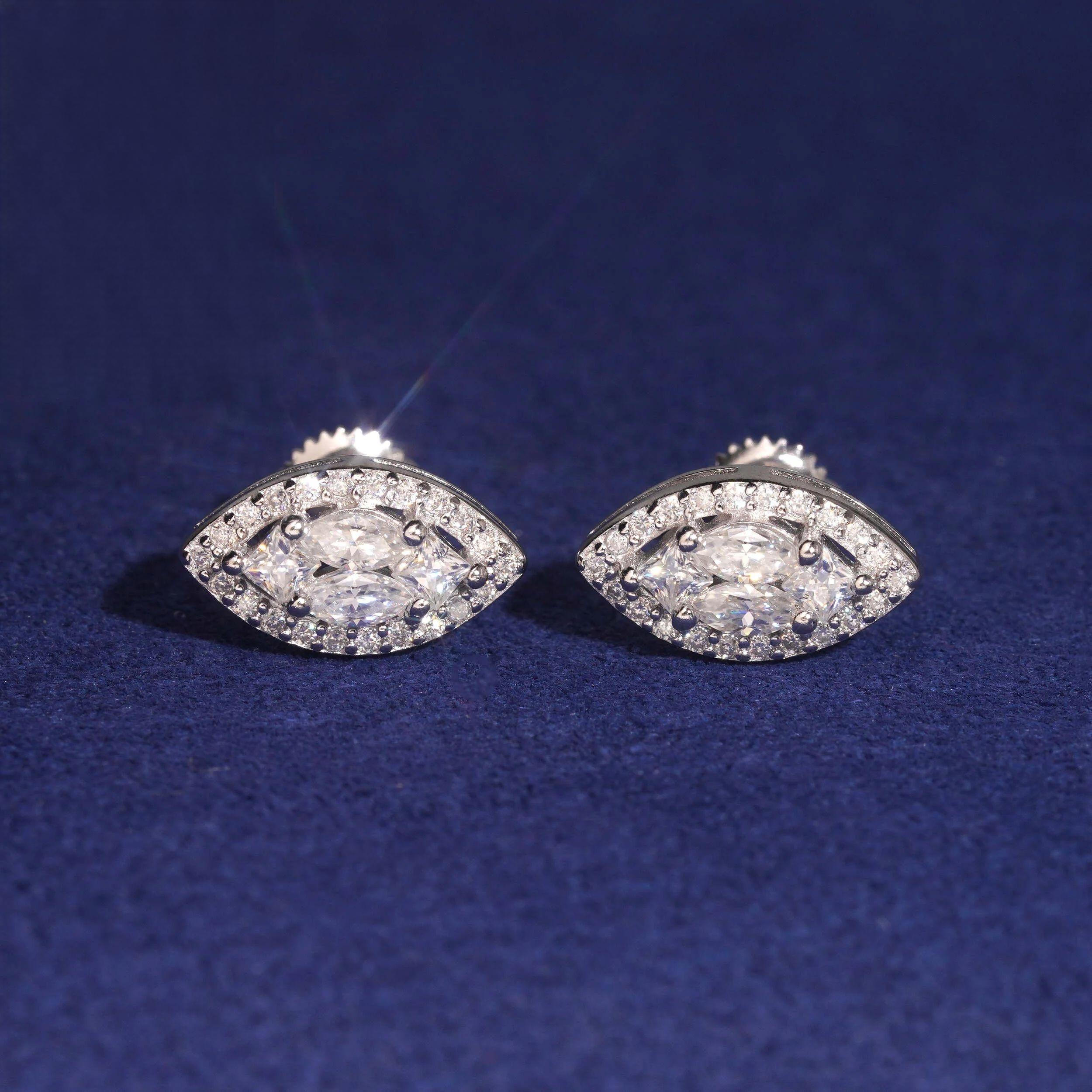 Marquise Moissanite Eye Studs