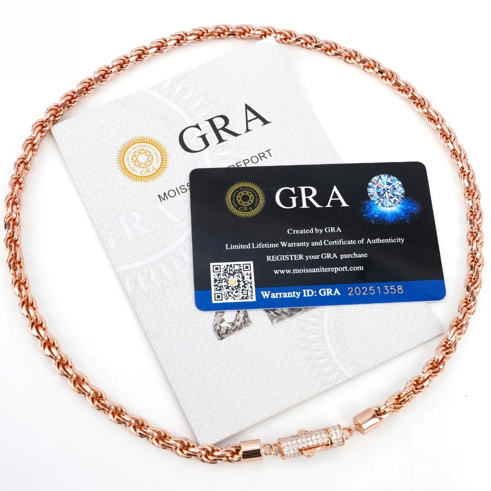 Moissanite Clasp Rope Chain