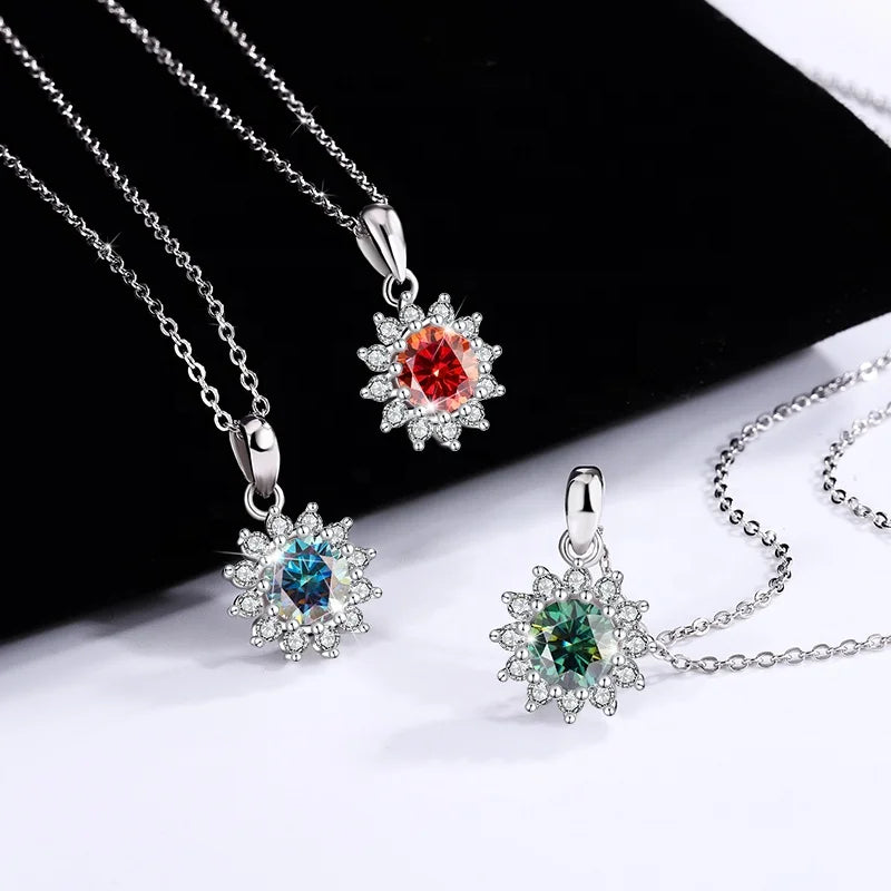 Moissanite Snowflake Pendant Necklace