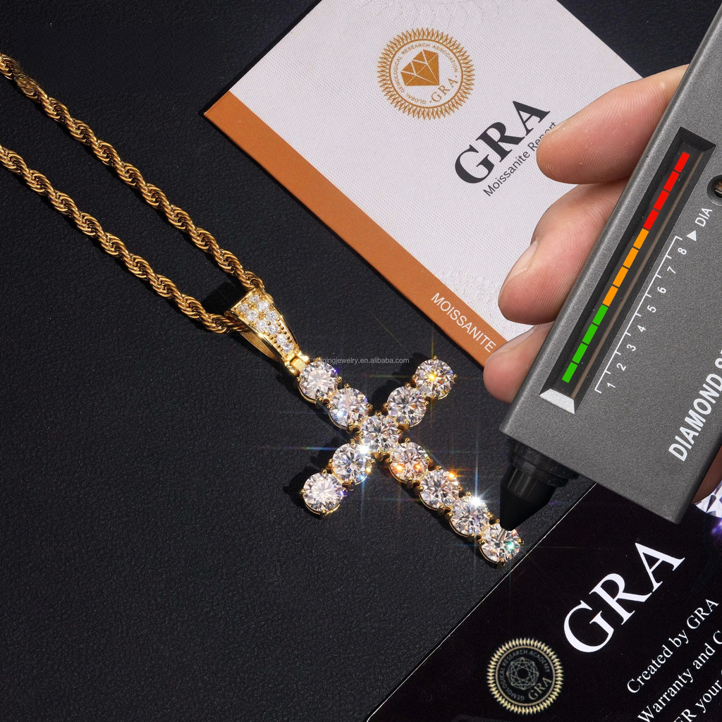 Moissanite Solitaire Cross Pendant