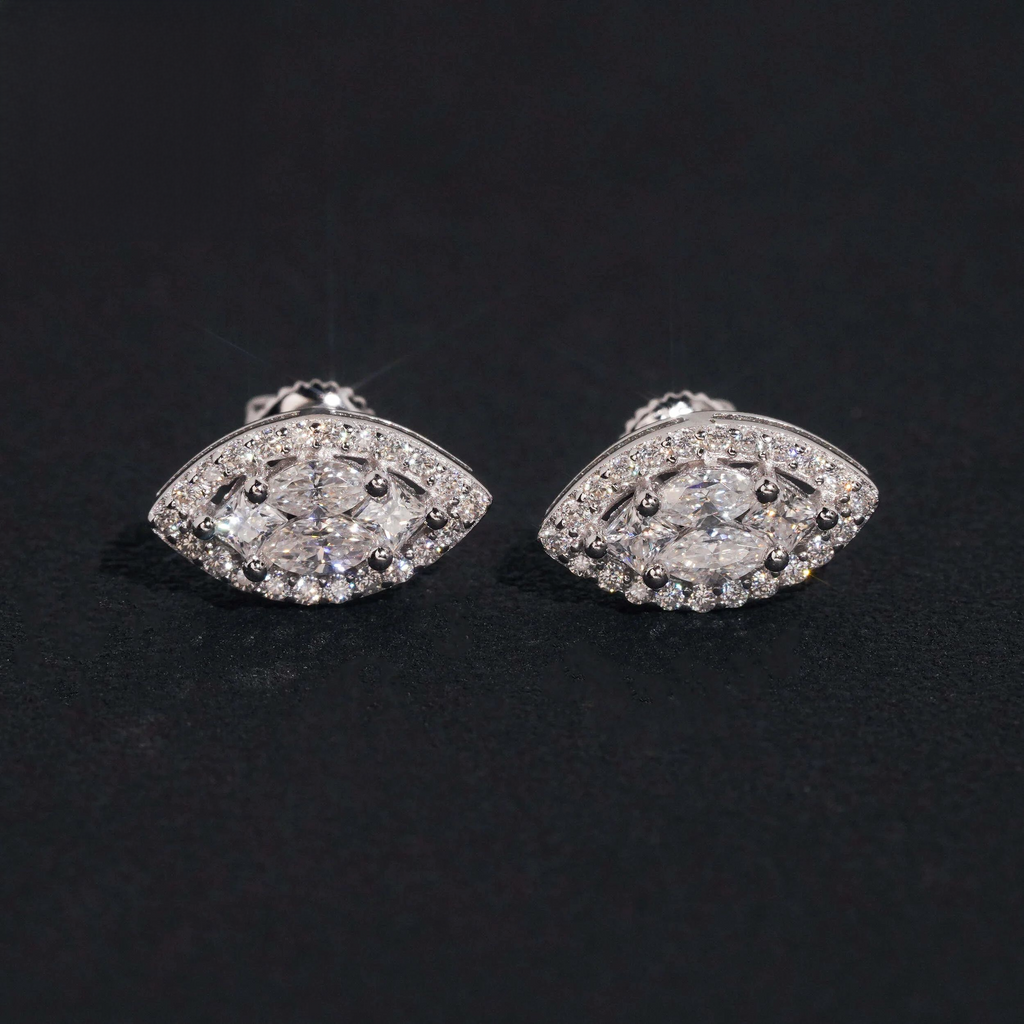 Marquise Moissanite Eye Studs