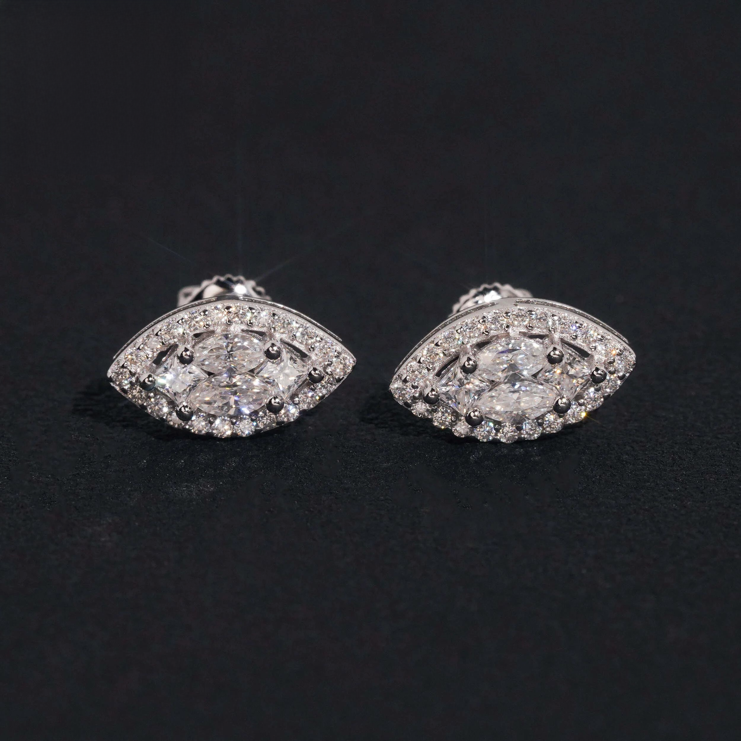 Marquise Moissanite Eye Studs