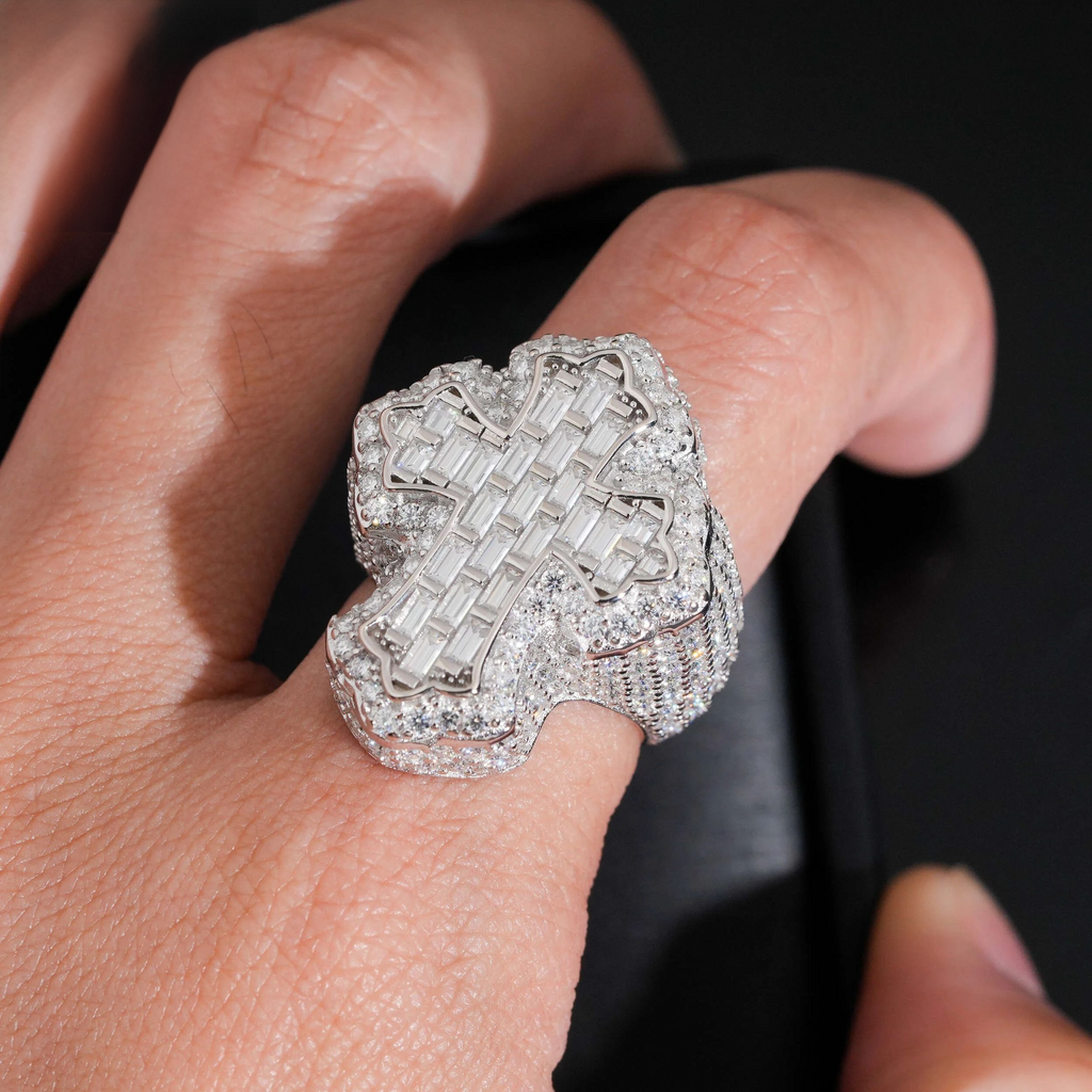Baguette Moissanite Cross Ring