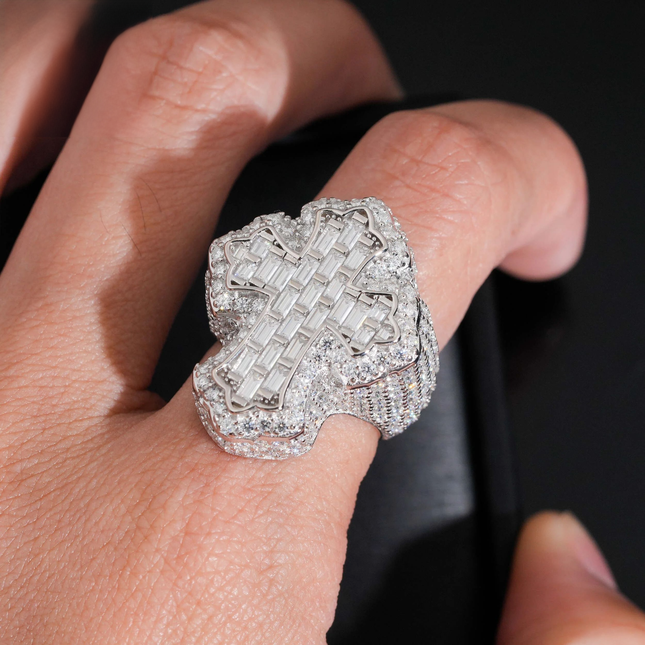 Baguette Moissanite Cross Ring