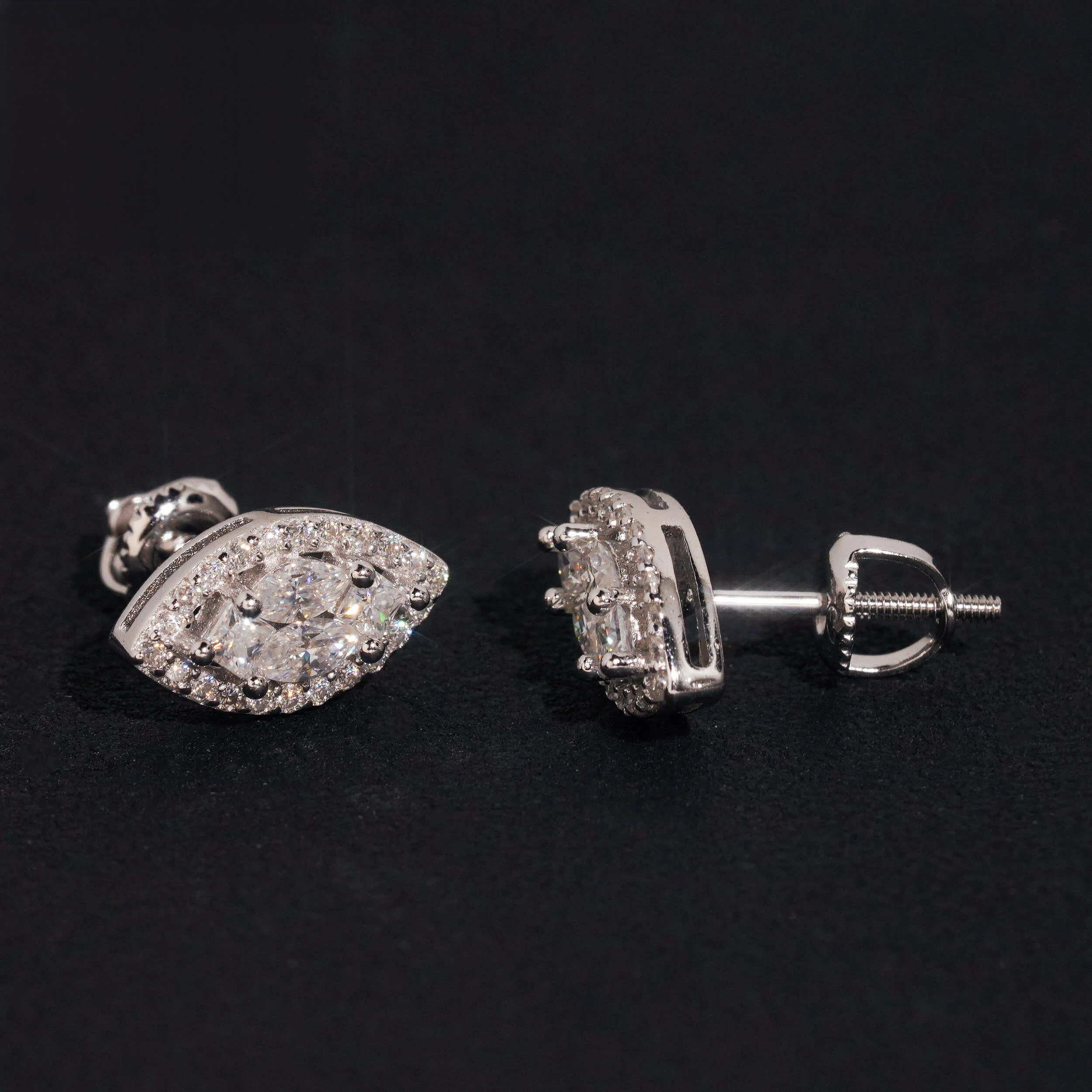 Marquise Moissanite Eye Studs