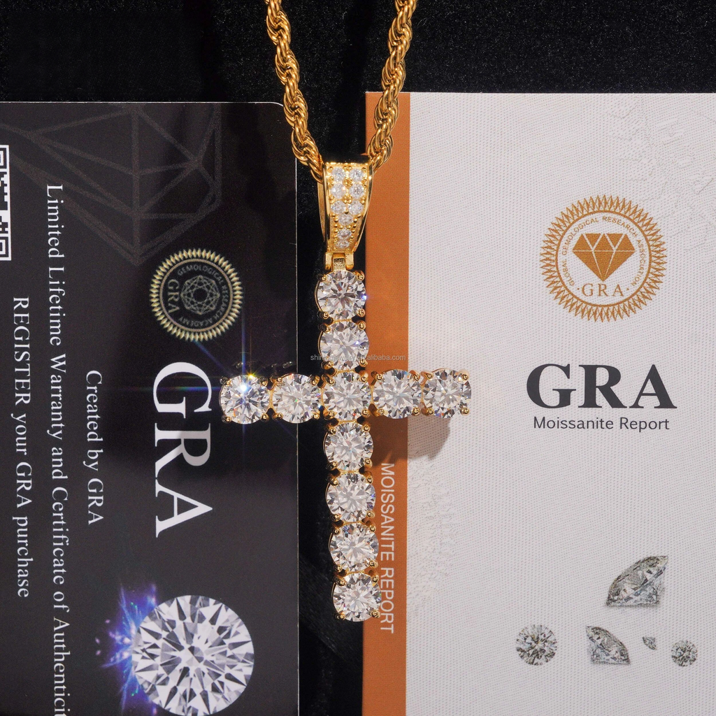 Moissanite Solitaire Cross Pendant