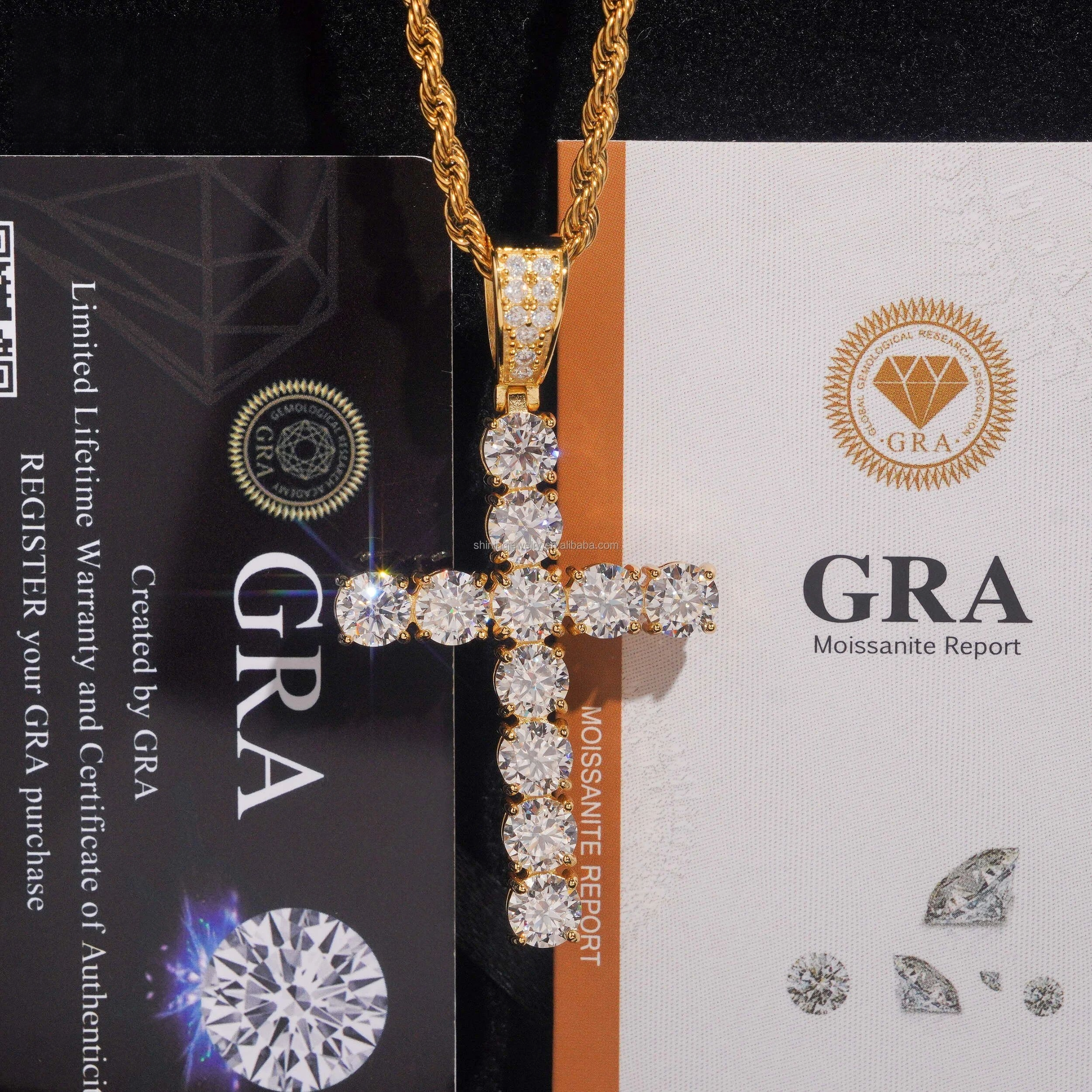 Moissanite Solitaire Cross Pendant