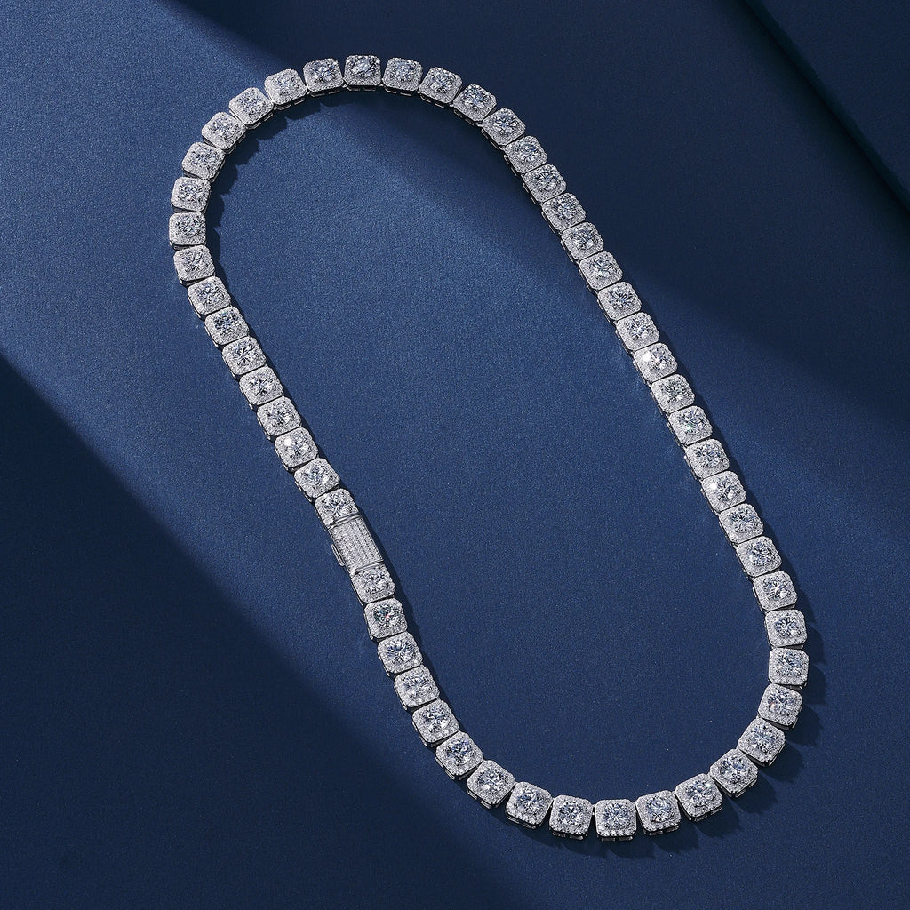 Princess Cut Moissanite Tennis Necklace