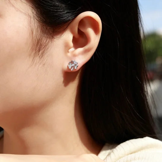 Four Leaf Clover Moissanite Stud Earrings