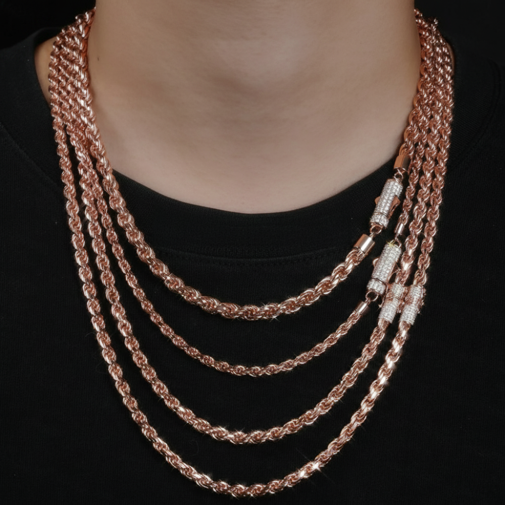 Moissanite Clasp Rope Chain