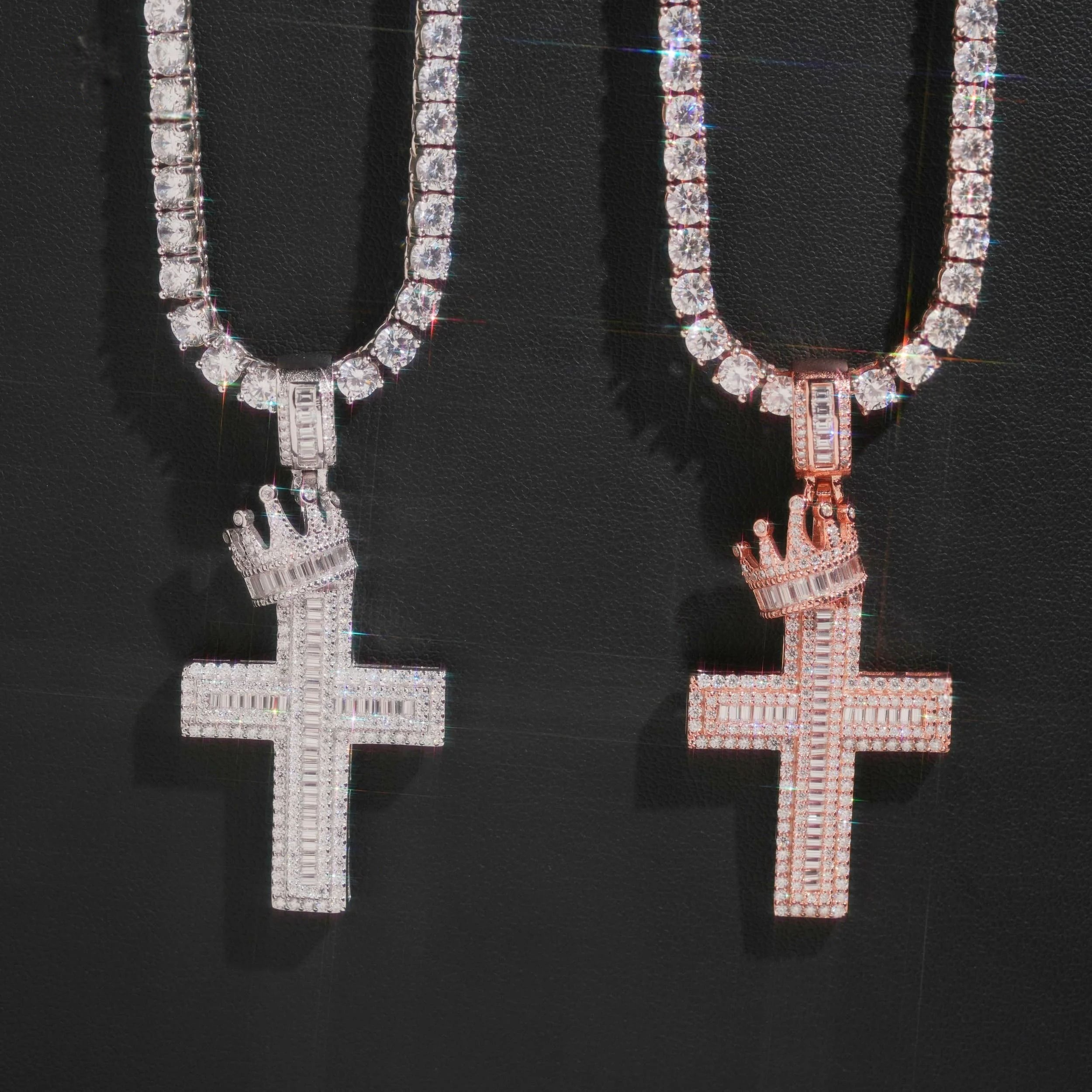 Baguette Cut Diamond Cross Pendant