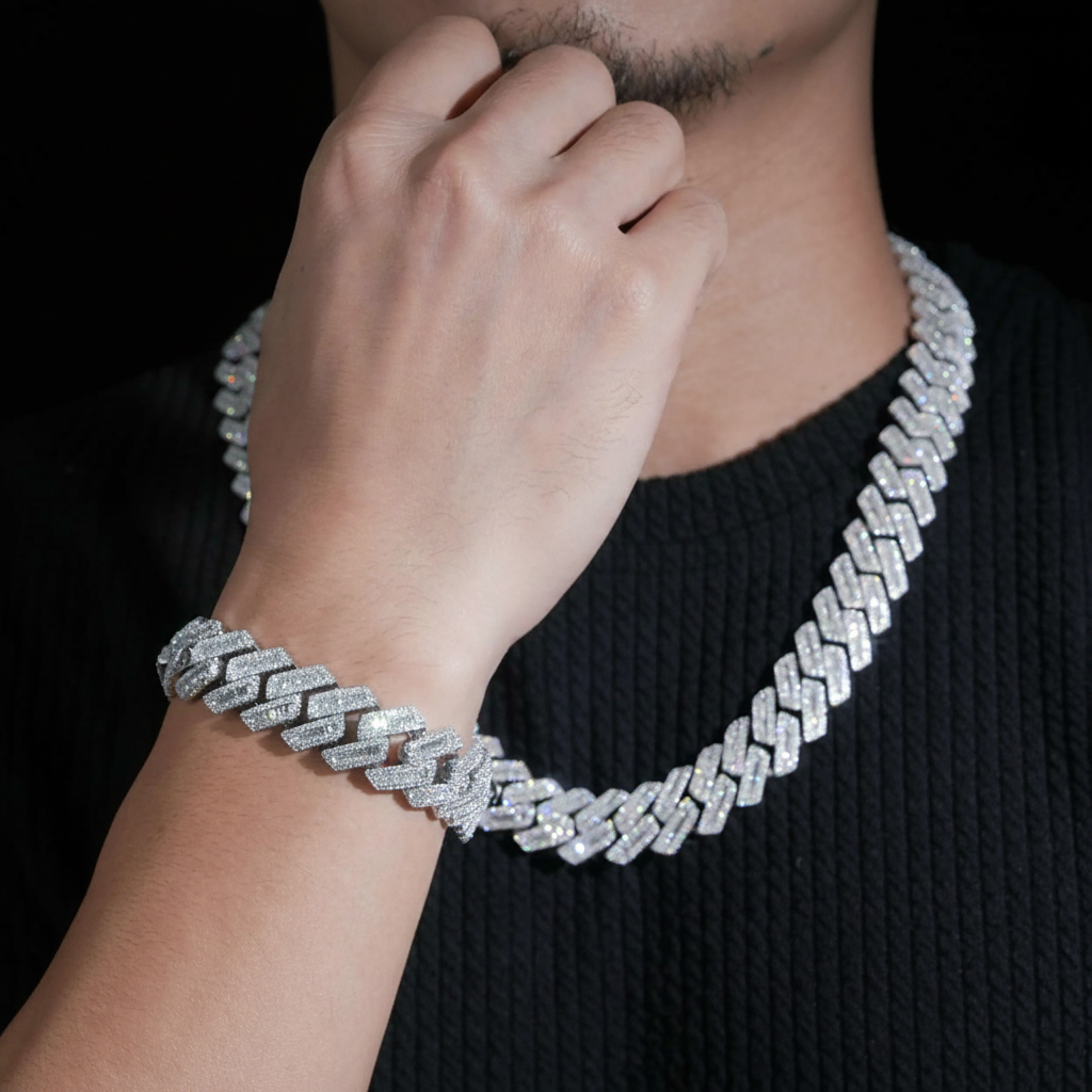 Baguette Moissanite Cuban Link Chain