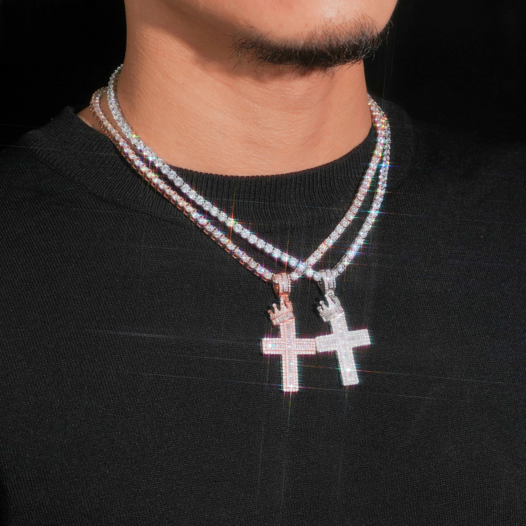 Baguette Cut Diamond Cross Pendant