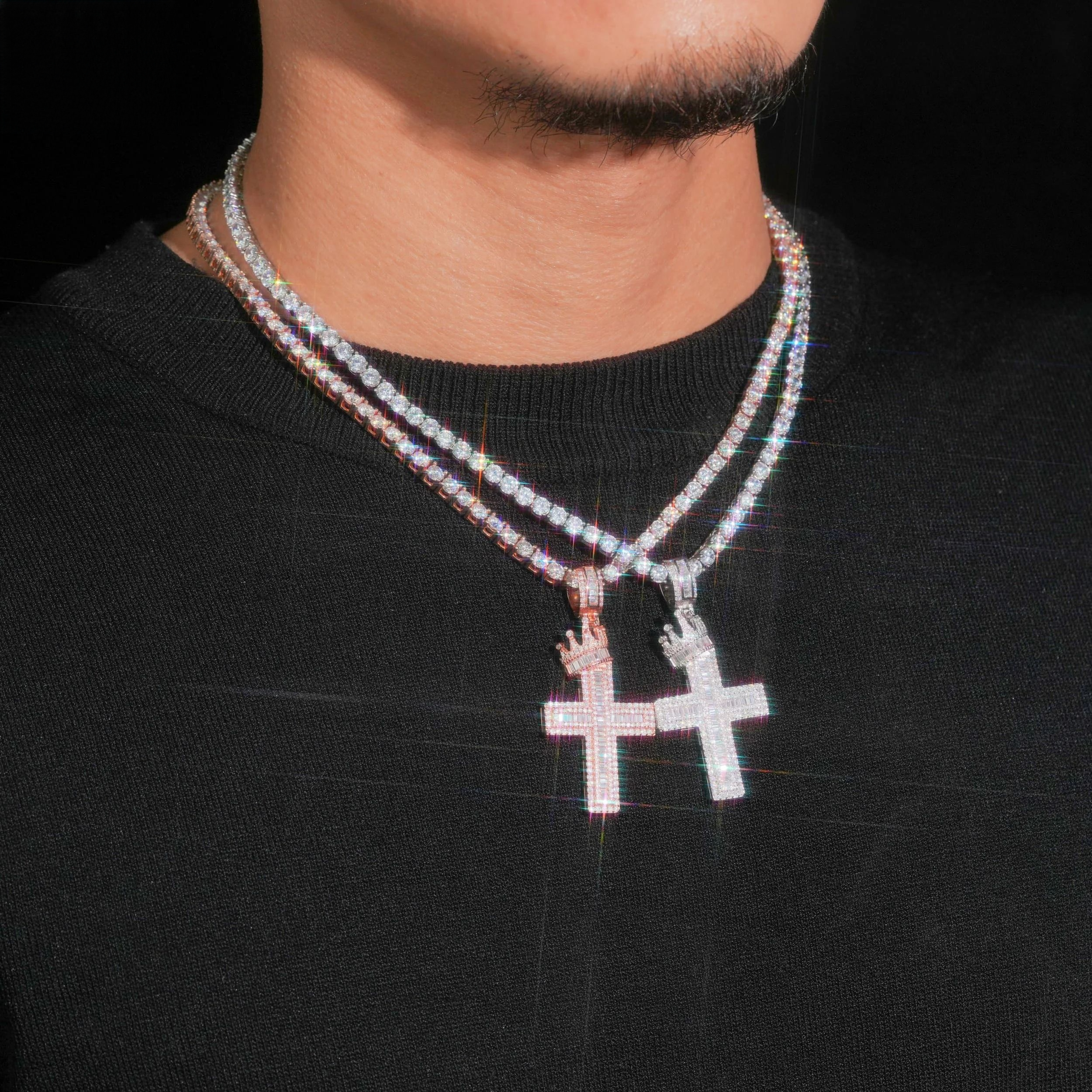Baguette Cut Diamond Cross Pendant