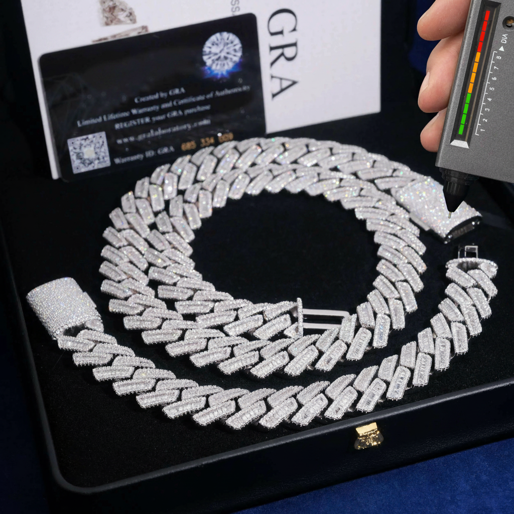 Baguette Moissanite Cuban Link Chain