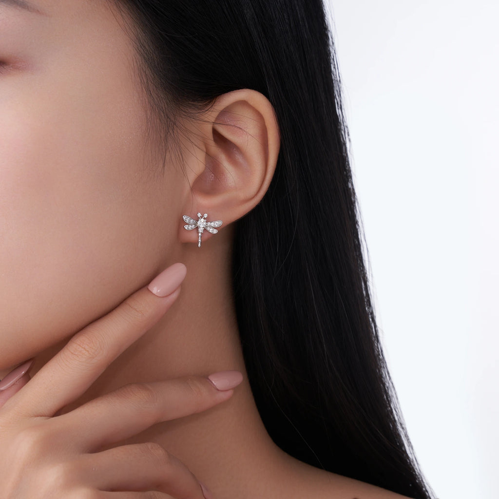 Dragonfly Moissanite Stud Earrings
