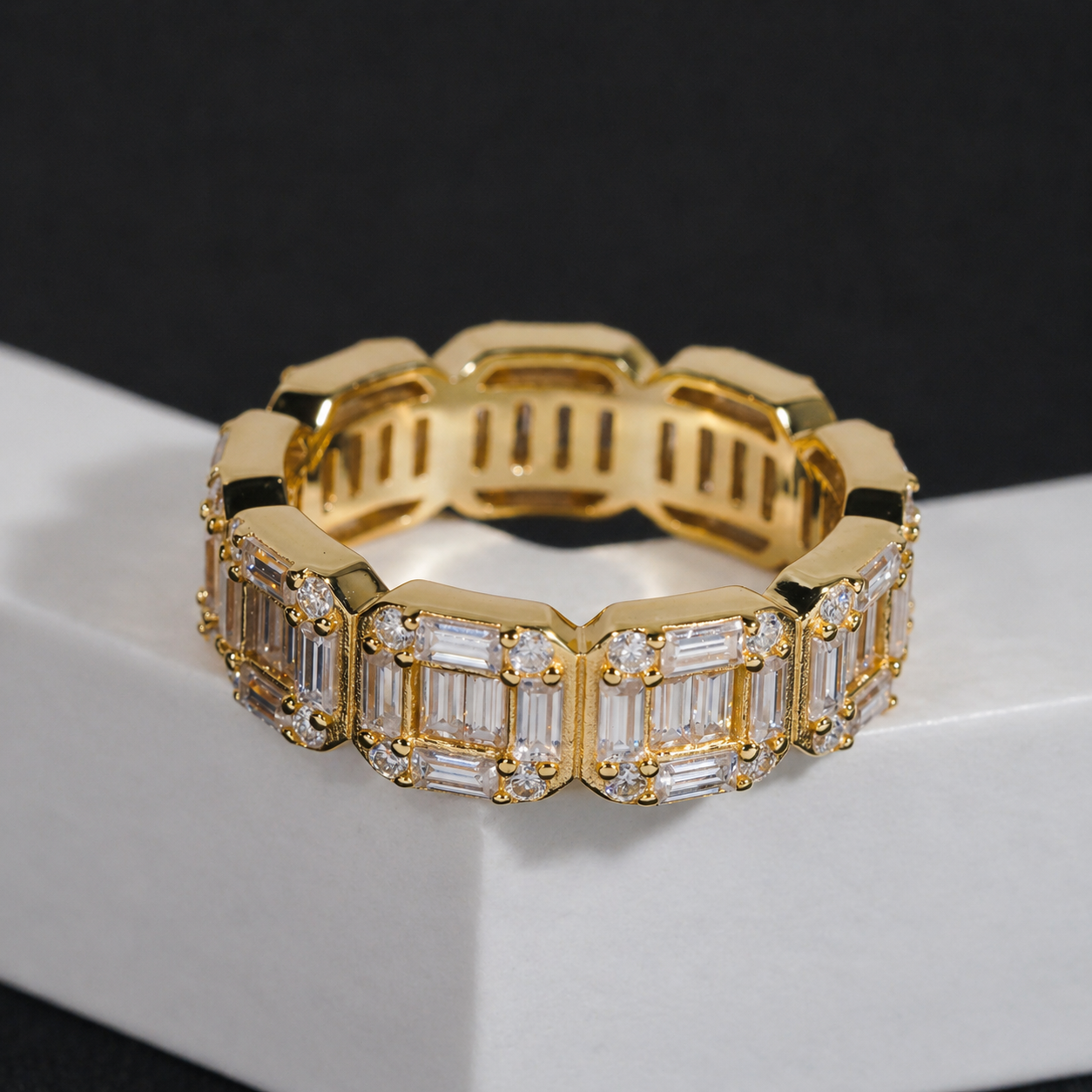 Emerald Cut Moissanite Eternity Ring