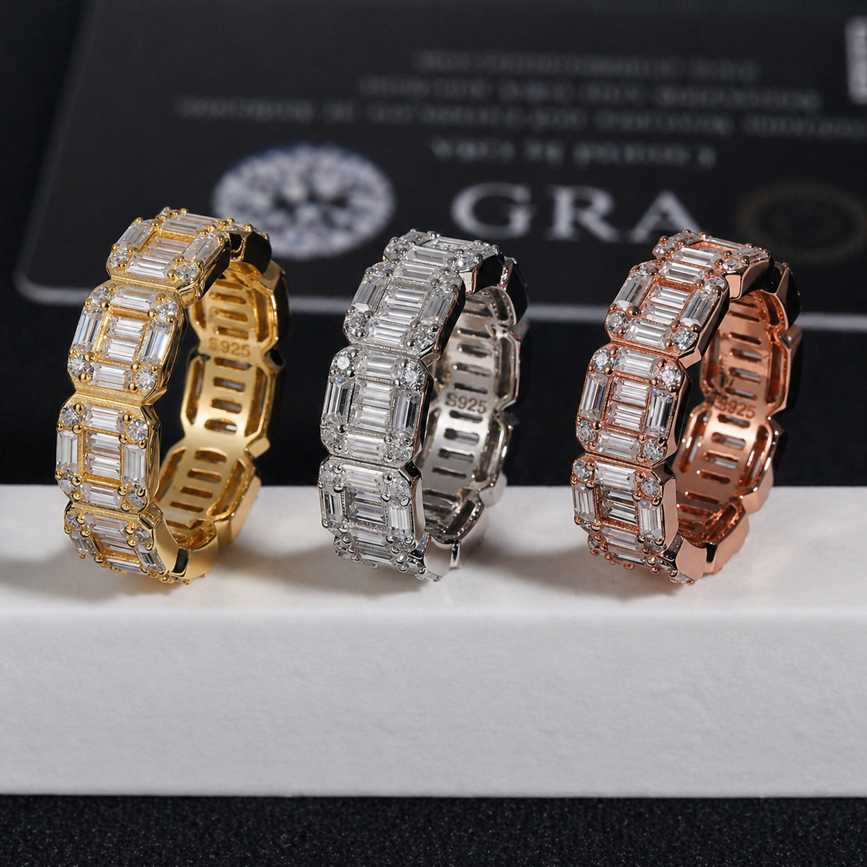 Emerald Cut Moissanite Eternity Ring