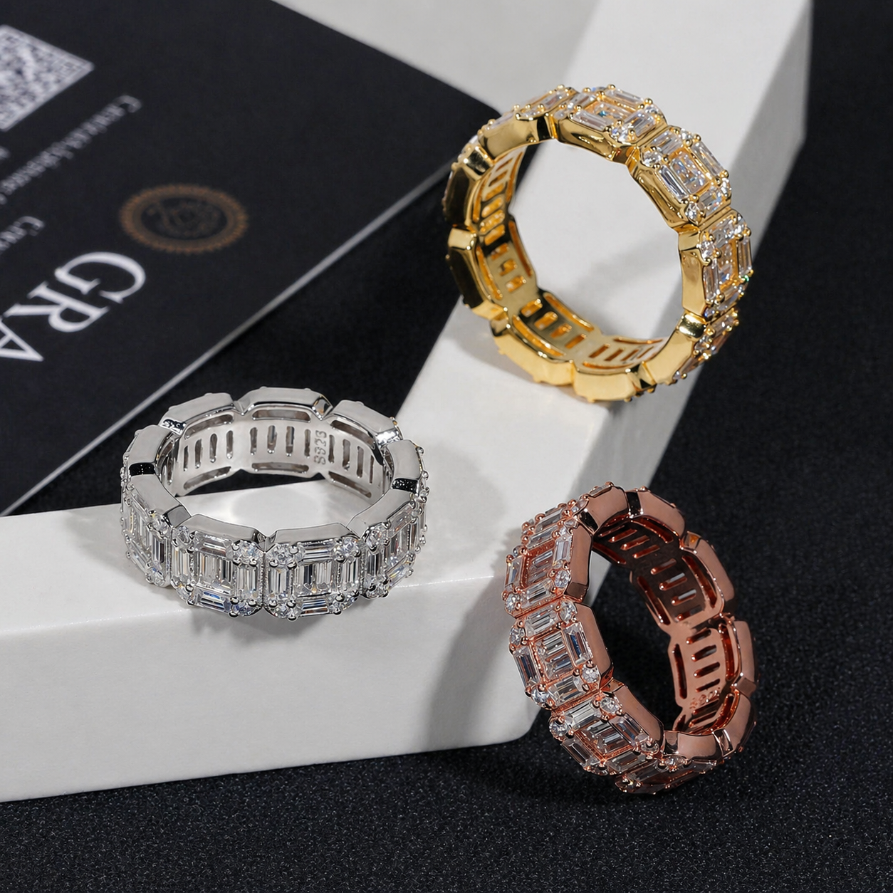 Emerald Cut Moissanite Eternity Ring