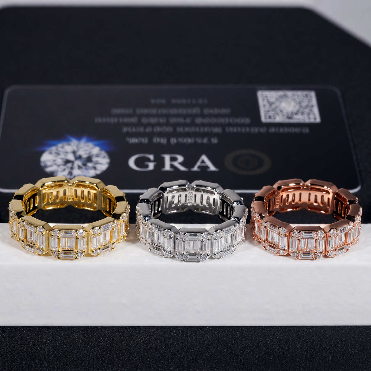 Emerald Cut Moissanite Eternity Ring