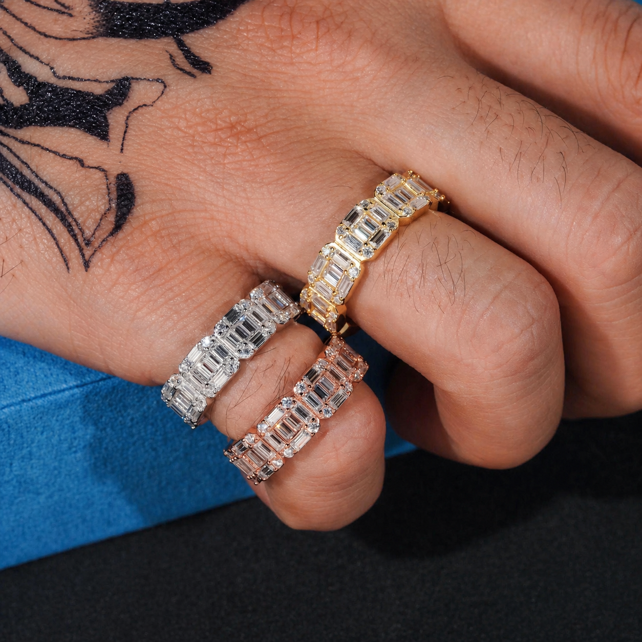 Emerald Cut Moissanite Eternity Ring