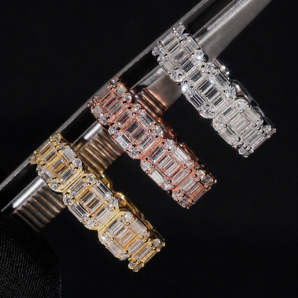 Emerald Cut Moissanite Eternity Ring
